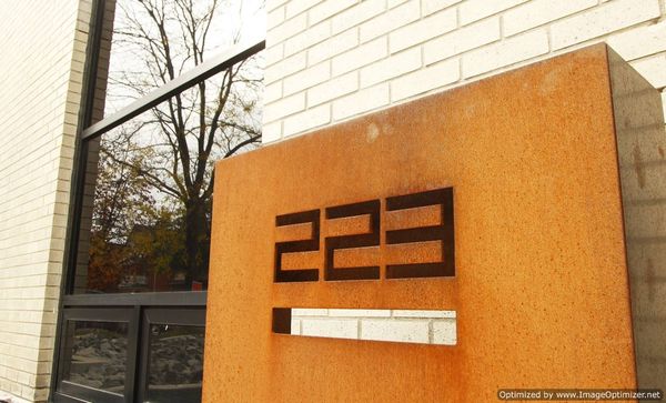 Cor-ten steel house number